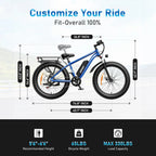AMYET 26 x 4 Fat Tire Electric Mountain Bike, 48V 15Ah, 7-Speed - EB26