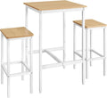 Square Bar Table And 2 Bar Stools Set, Golden Oak And Cloud White