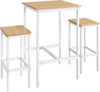 Square Bar Table And 2 Bar Stools Set, Golden Oak And Cloud White