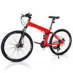 iRerts 26 Inch Folding Adult Mountain Bike, 21 Speed, Dual Disc Brakes, Red/Black
