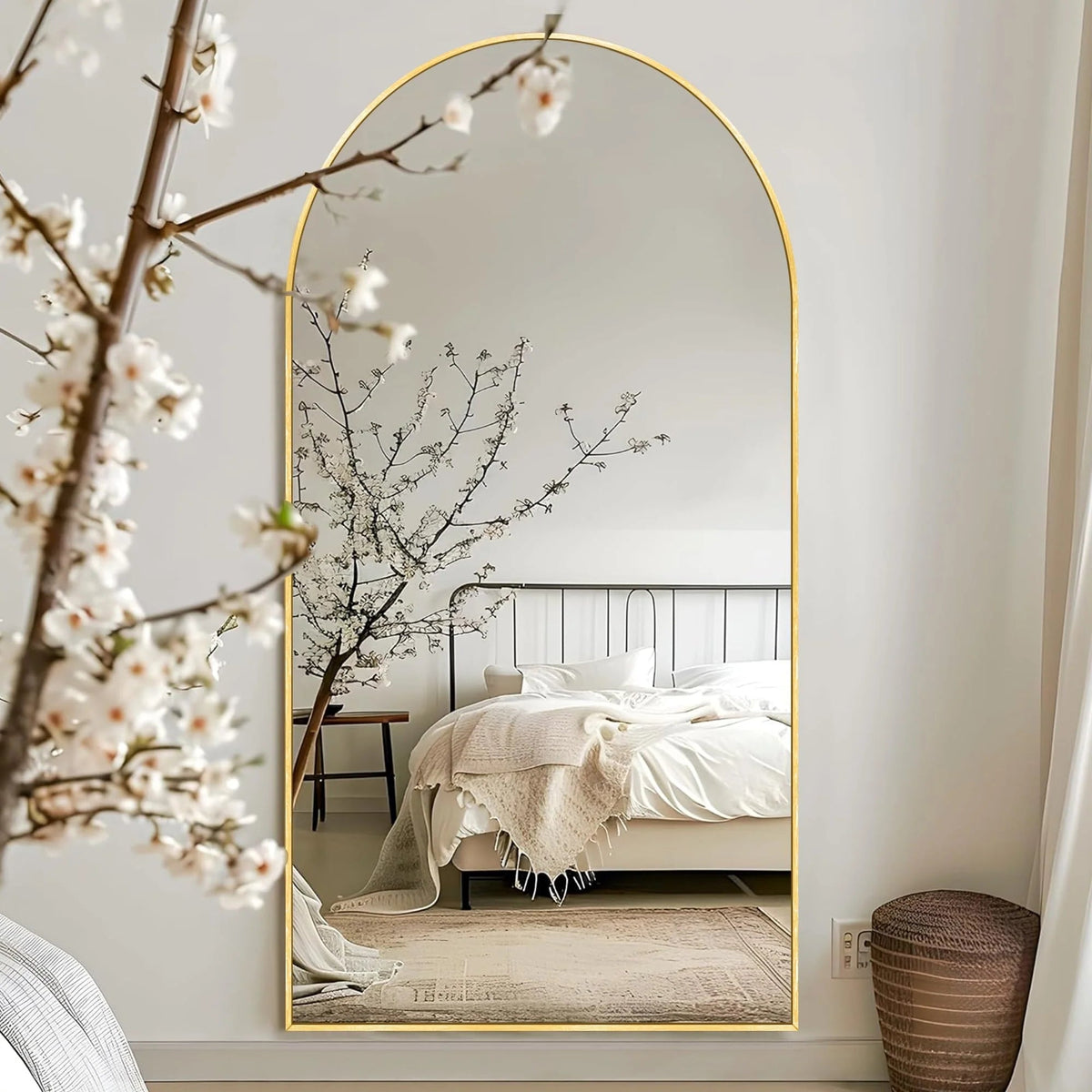 Arched Full Length Floor Mirror With Aluminum Alloy Frame - 65x22, 71x24, 71x28, 71x32