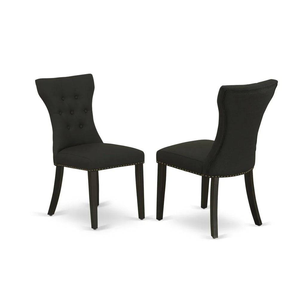HomeStock Rustic Retreat Furniture 5-Piece Dining Set With 4 Parson Chairs, Butterfly Leaf Table, Hardwood Frame, Black - Wega5-Blk-24
