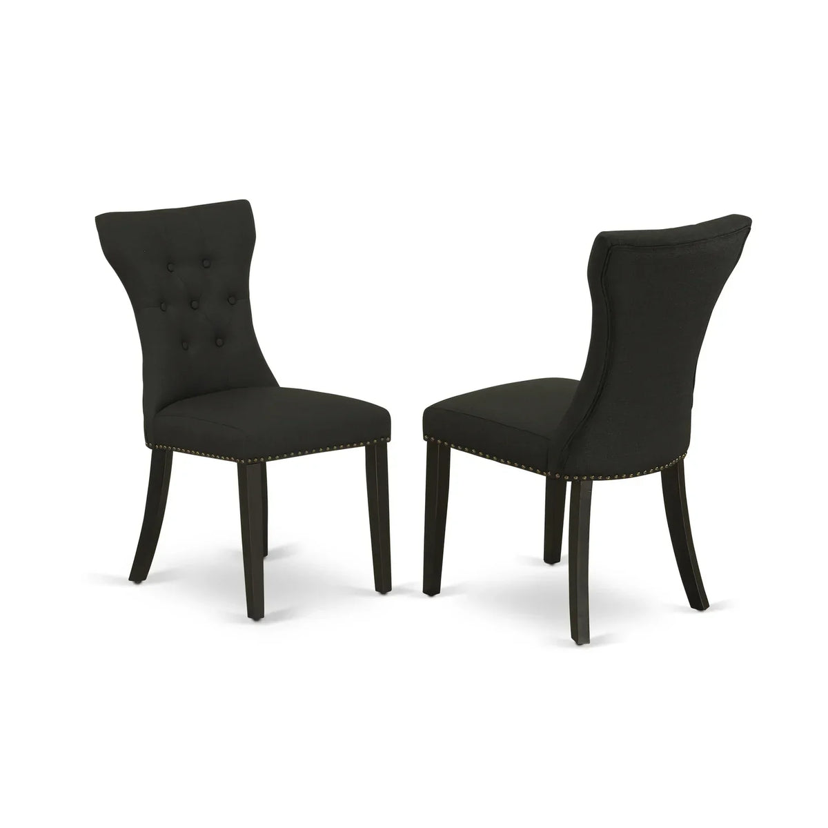 HomeStock Rustic Retreat Furniture 5-Piece Dining Set With 4 Parson Chairs, Butterfly Leaf Table, Hardwood Frame, Black - Wega5-Blk-24