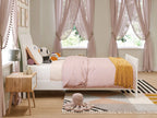 AFI Valencia Twin Wood Low Profile Sleigh Platform Bed With Matching Footboard, White