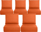 Belord Outdoor Cushion Set - 5 24 x 24 x 6 Inch Seat Cushions And 5 21 x 24 x 6 Inch Back Cushions, Orange