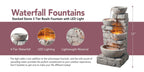 Teamson Home Outdoor Stacked Stone Tiered Water Fountain With LED Lights, Gray - 33.25in