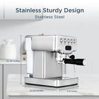 Stainless Steel Semi-Automatic Espresso Machine, 20-Cup, 0.5-Gallon Water Tank