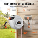 VEVOR Retractable Garden Hose Reel, 100 ft x 1/2 inch, Wall-Mounted With 9-Pattern Nozzle
