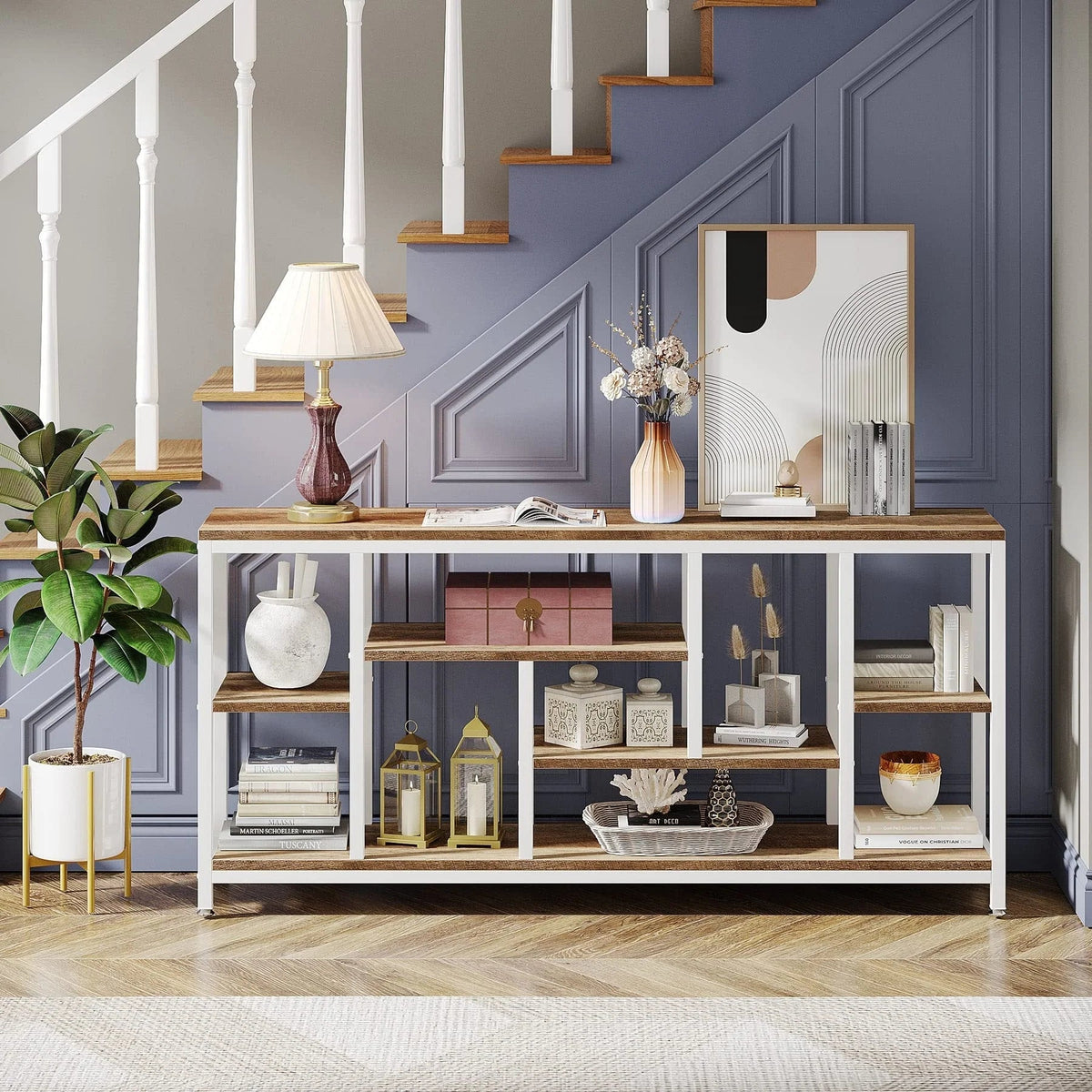 3-Tier Console Sofa Table With Storage, 70.9 Inch