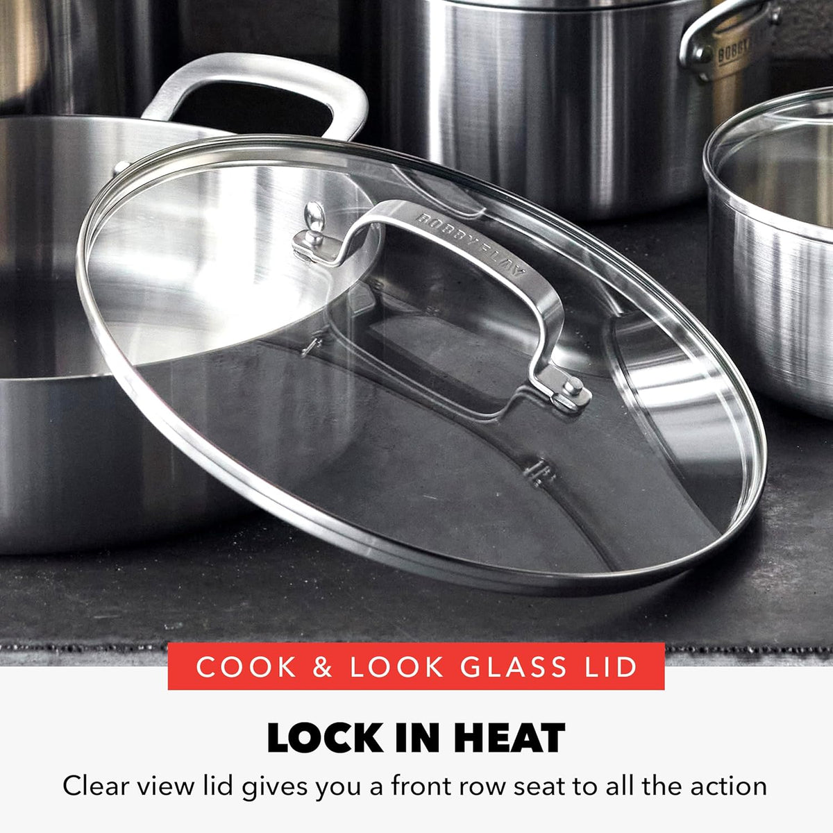 GreenPan x Bobby Flay 10 Piece Stainless Steel Tri-Ply Cookware Set - 8QT Stockpot