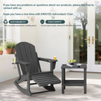 KINGYES Folding Adirondack Rocker Chair Set Of 2 With Footrest And Dual Cup Holders - Black