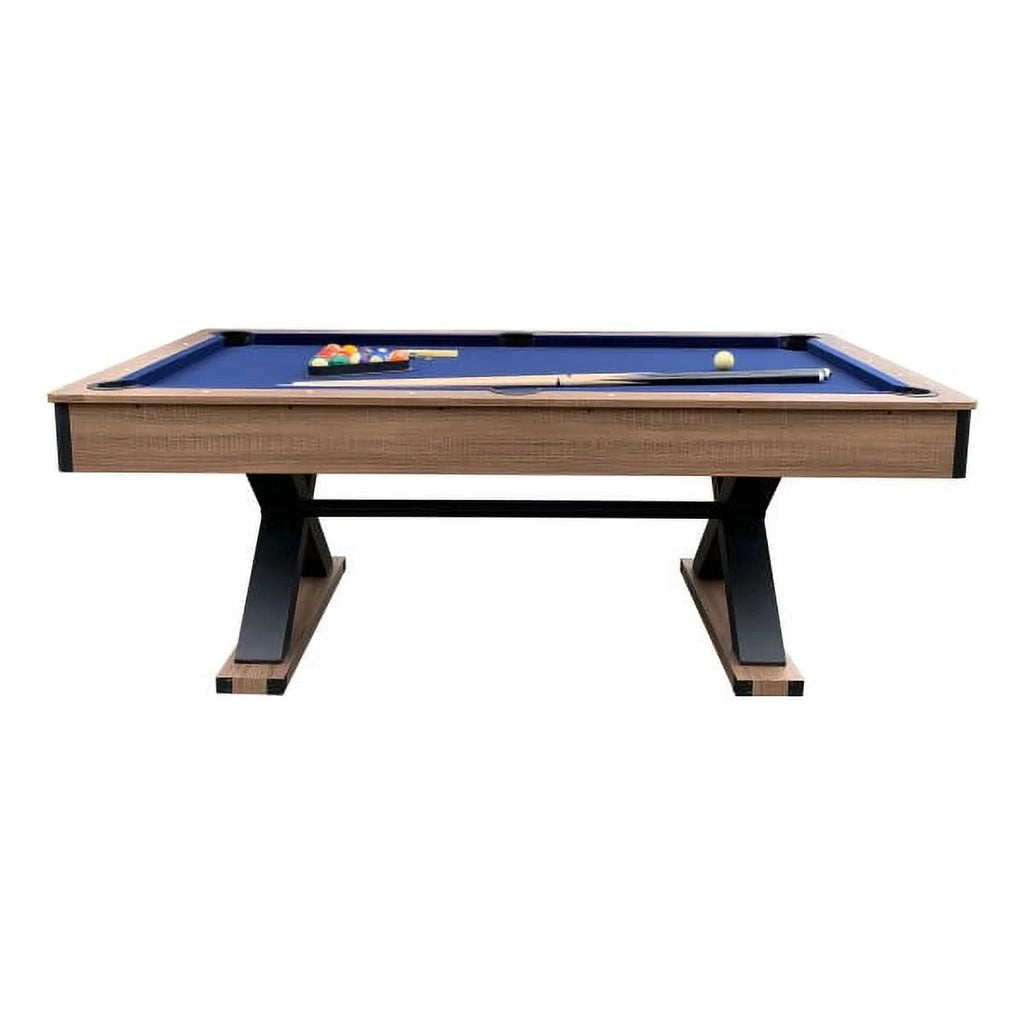Bluewave Pool Table 7-Ft, Driftwood Melamine, Dark Blue Wool Felt - Excalibur