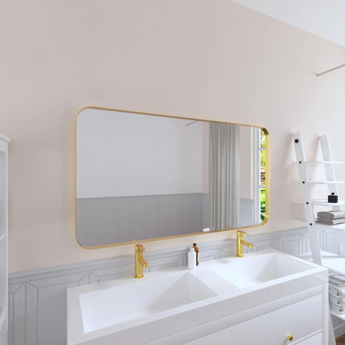 Aluminum Alloy Rounded Corner Wall Vanity Mirror