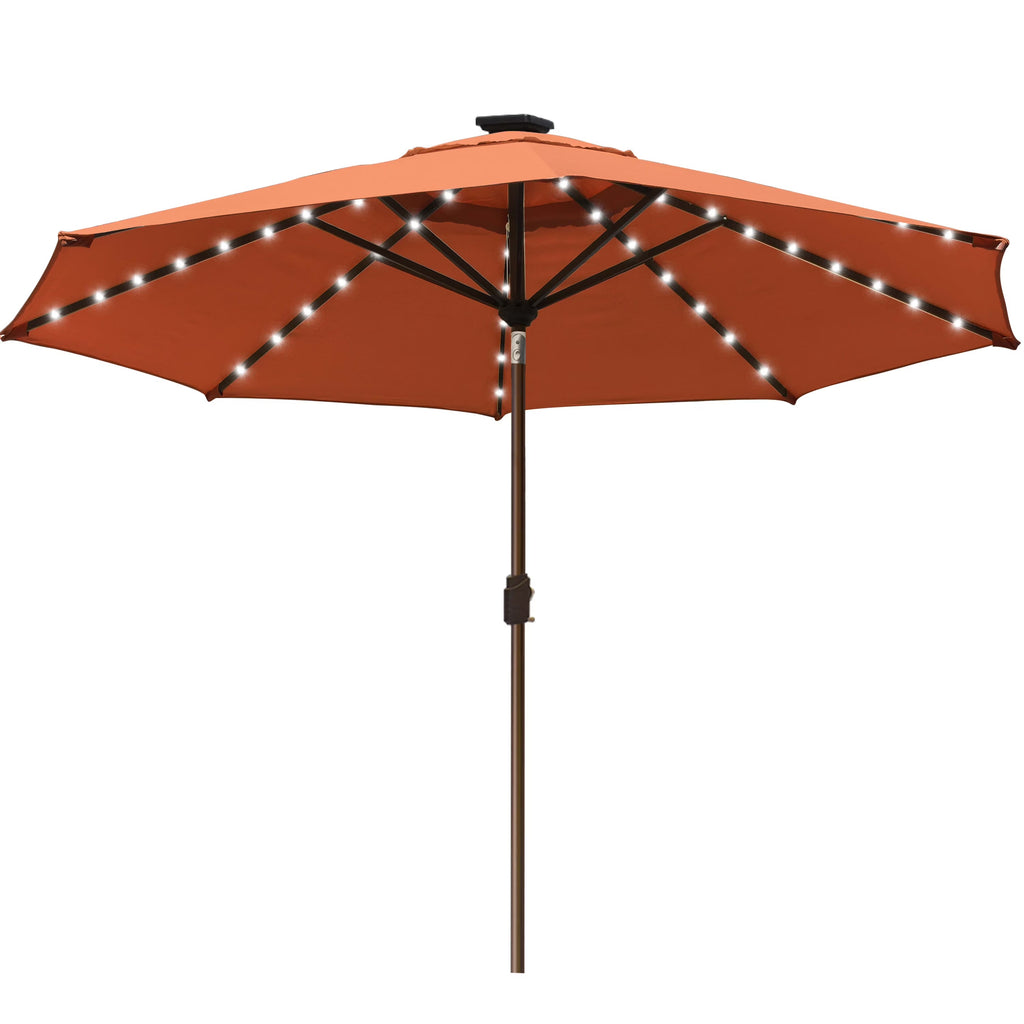 EliteShade 9ft Market Patio Umbrella With 80 LED Lights, Ruby