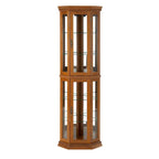 Corner Curio Display Cabinet With Lights, Mirrored Back And 6 Tempered Glass Shelves