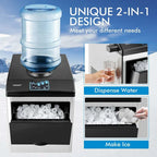 48 Lbs/24H 2-in-1 Stainless Steel Countertop Ice Maker With Chilled Water Dispenser And 5 Lbs Ice Storage Basket