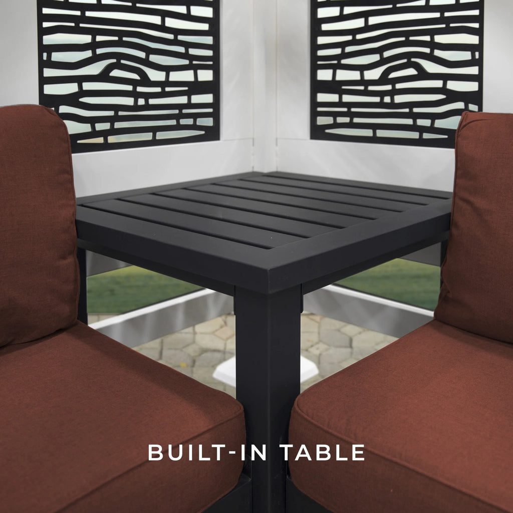 Backyard Discovery Galvanized Steel Corner Pergola With Seating, White, 12x8' - Ridgedale