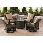 5-Piece Steel Patio Fire Pit Seating Set With Swivel Gliders - Orleans Collection