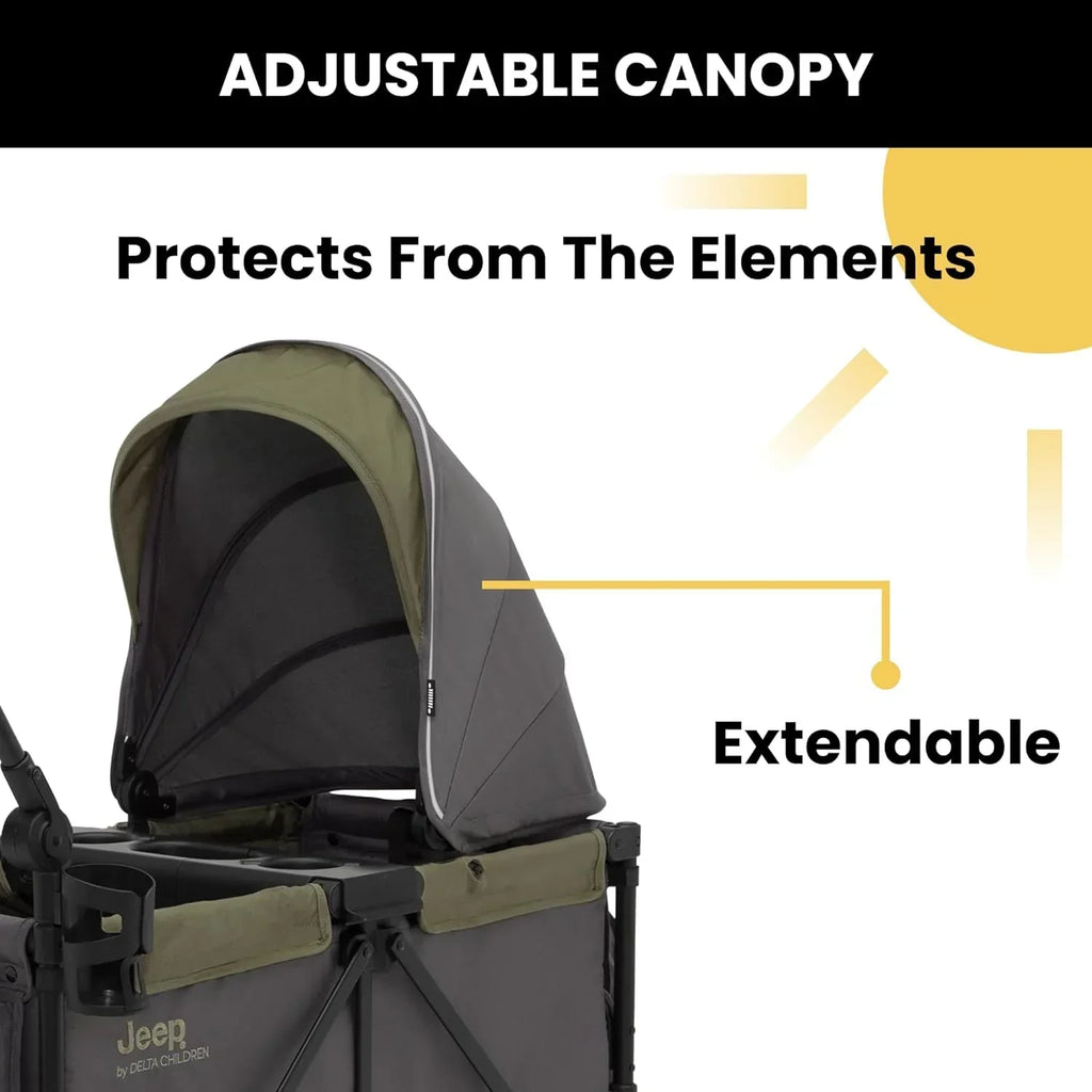 Jeep Sport All-Terrain Stroller Wagon With Canopy And Parent Organizer