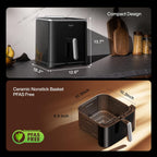 Typhur Sync AI Smart Air Fryer, 8QT Ceramic, Wireless Meat Thermometer, 450F, 120V