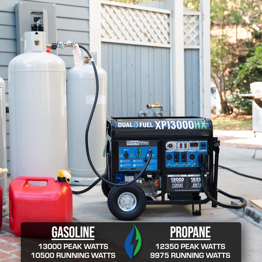 DuroMax Dual Fuel Portable Generator, 13 000-Watt, Gas and Propane, Electric Start - XP13000HX