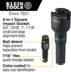 Klein Tools Single-Ended Impact Socket, 3/4-Inch, 1-Inch And 1-1/8-Inch - NRHD3