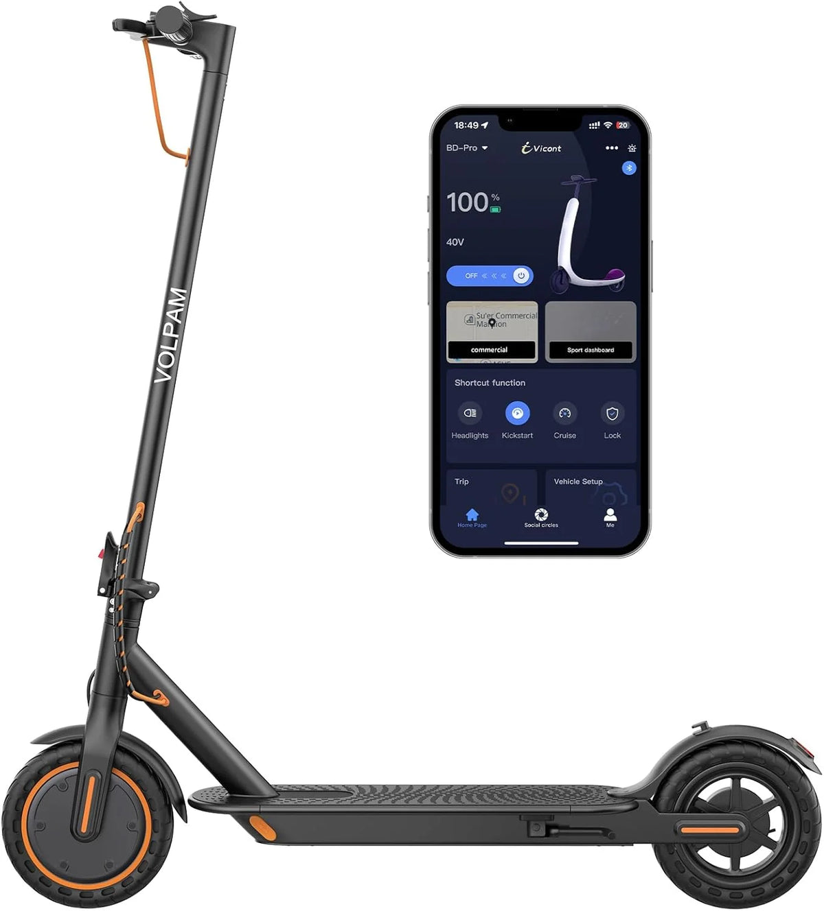 Electric Scooter With Solid Tires And Dual Braking - 350W/500W