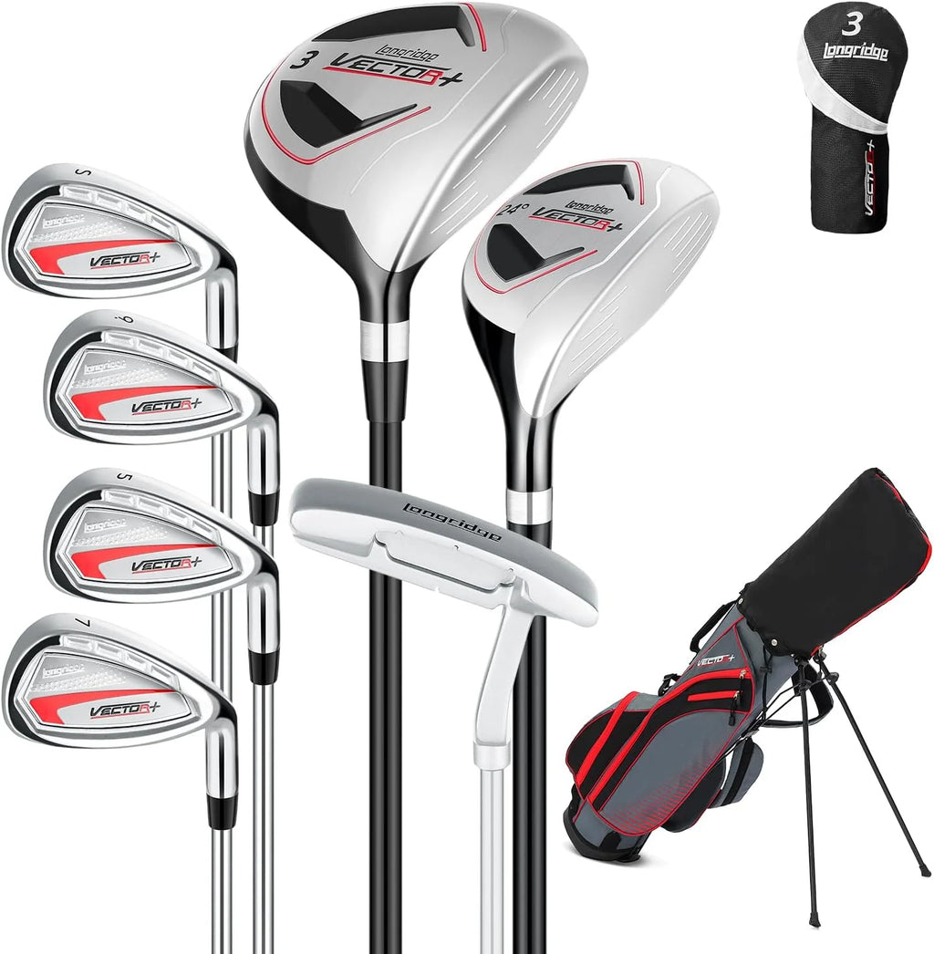 XDriveMax Complete Men's Golf Club Set With Stand Bag and Rain Cover - Left Hand Red