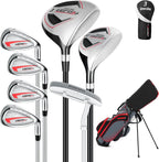XDriveMax Complete Men's Golf Club Set With Stand Bag and Rain Cover - Left Hand Red