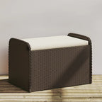 vidaXL Outdoor Poly Rattan Storage Bench With Cushion, Black, 45.3 x 20.1 x 20.5 in
