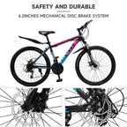 ARTUDATECH 24/26/27.5 Inch Mountain Bike, 24 Speeds, V/Disc Brakes, High-Carbon Steel Frame - Trailblazer