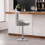 Alexent 2-Piece Swivel Bar Stools, Dark Blue, 43.7-51.6 H, 19.3 W x 18.1 D - Silver Footrest