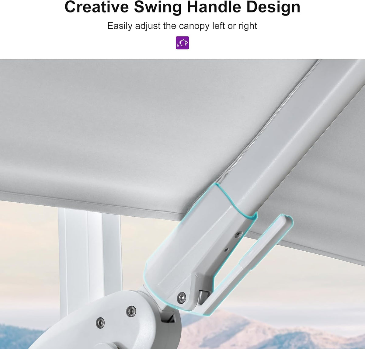 PURPLE LEAF 9' x 12' White Right-Left Tilt Aluminum Cantilever Patio Umbrella