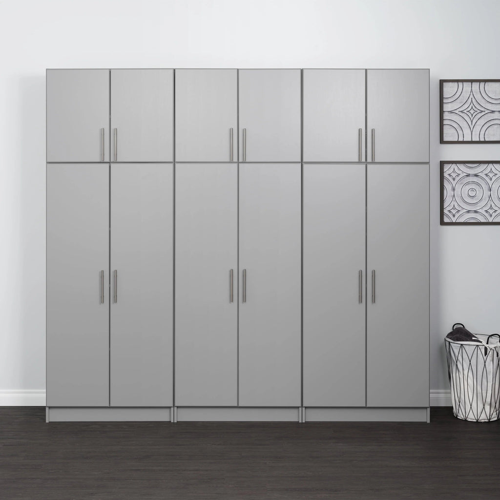 Prepac Elite 2 Door Standing Storage Cabinet, Light Gray, 16 in D x 32 in W x 65 in H