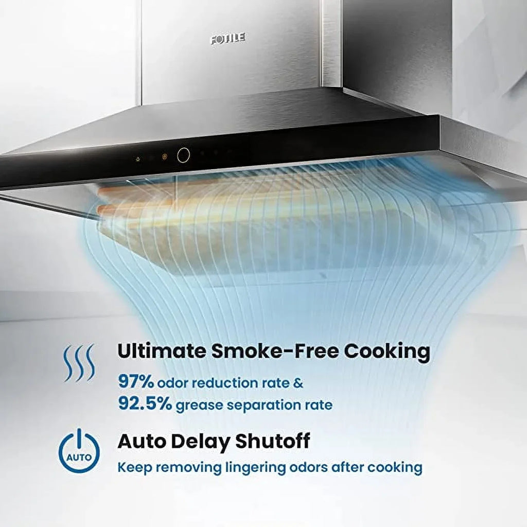 FOTILE Wall Mount Range Hood, 36 inch, 1000 CFM, Stainless Steel - Perimeter Vent Series