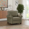 Single Seat Living Room Sofa Chair With Wood Legs, Grey Faux Leather
