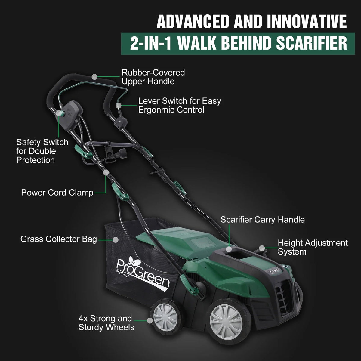 Seizeen 16-Inch Lawn Dethatcher And Scarifier - 15 Amp, 58 QT