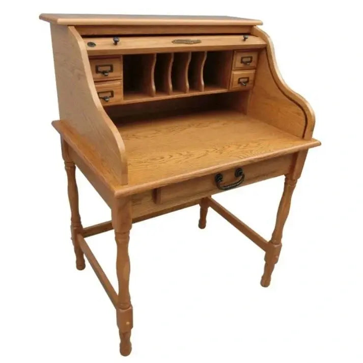 Roll-Top Desk With Built-In USB Power Outlet, 32-inch - Mini Workstation