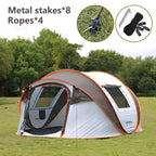 6 Person Instant Cabin Pop Up Tent, White + Orange, 10 Second Setup