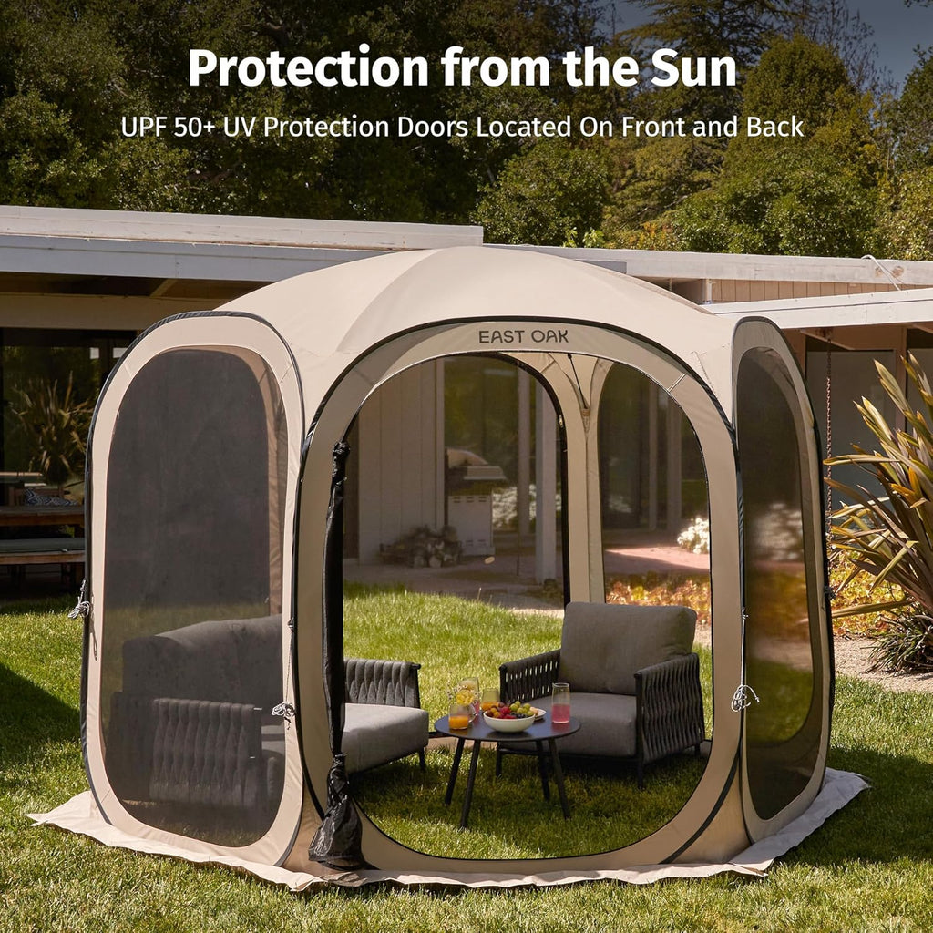 EAST OAK Pop-Up Screen House Tent 10 x 10 FT With Carry Bag