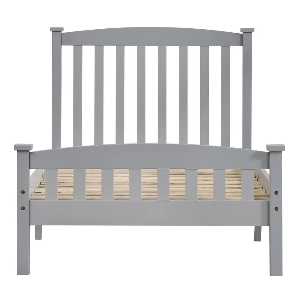 Ktaxon Wood Bed Frame With Headboard And Footboard, Gray Twin Size