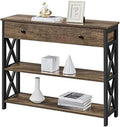 MQLIFEBOOM Console Table With Drawer And 3 Tier Shelves - Metal Frame