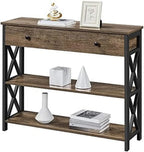 MQLIFEBOOM Console Table With Drawer And 3 Tier Shelves - Metal Frame