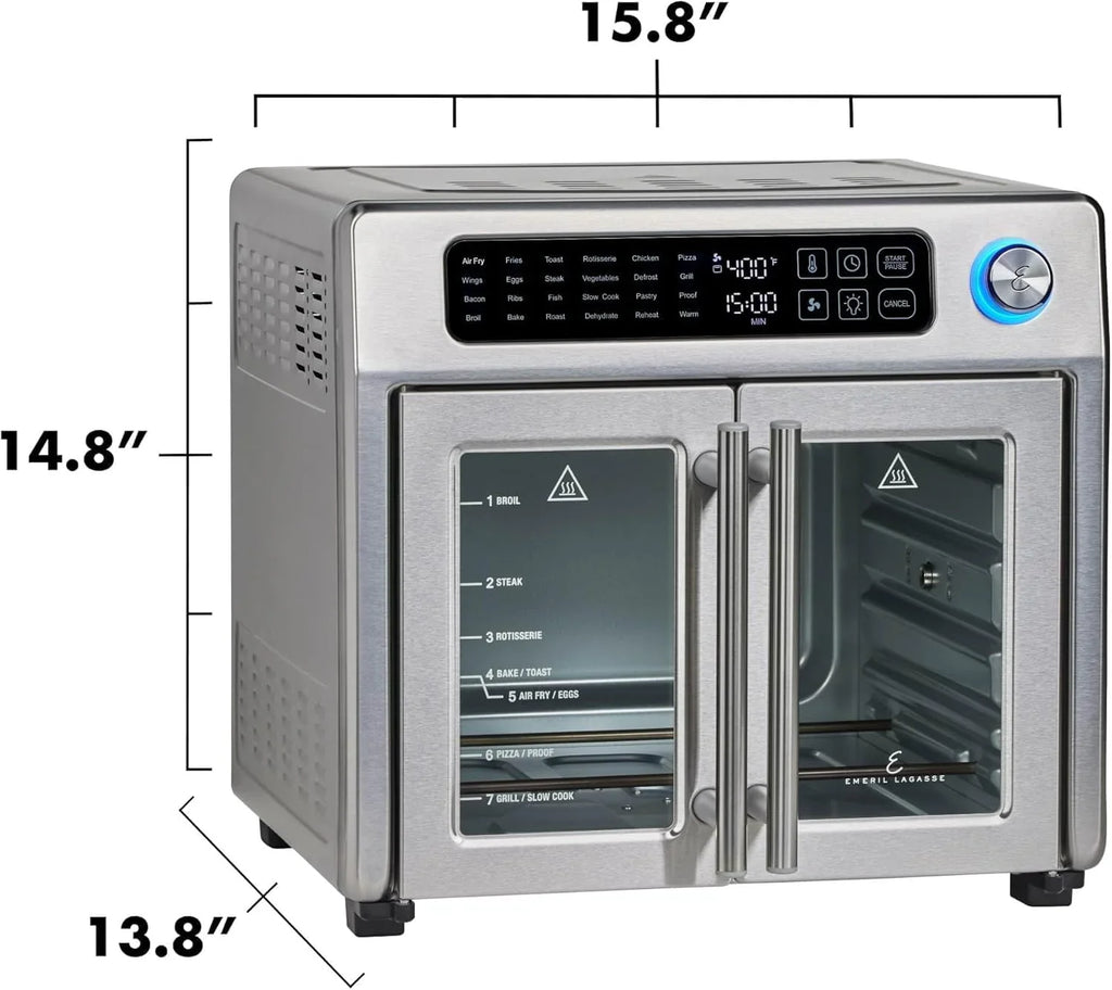 Emeril Lagasse French Door Air Fryer Toaster Oven Combo, 26-Quart, 24 Cooking Functions, Stainless Steel
