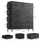 12-Drawer Fabric Dresser With Wood Top And Metal Frame