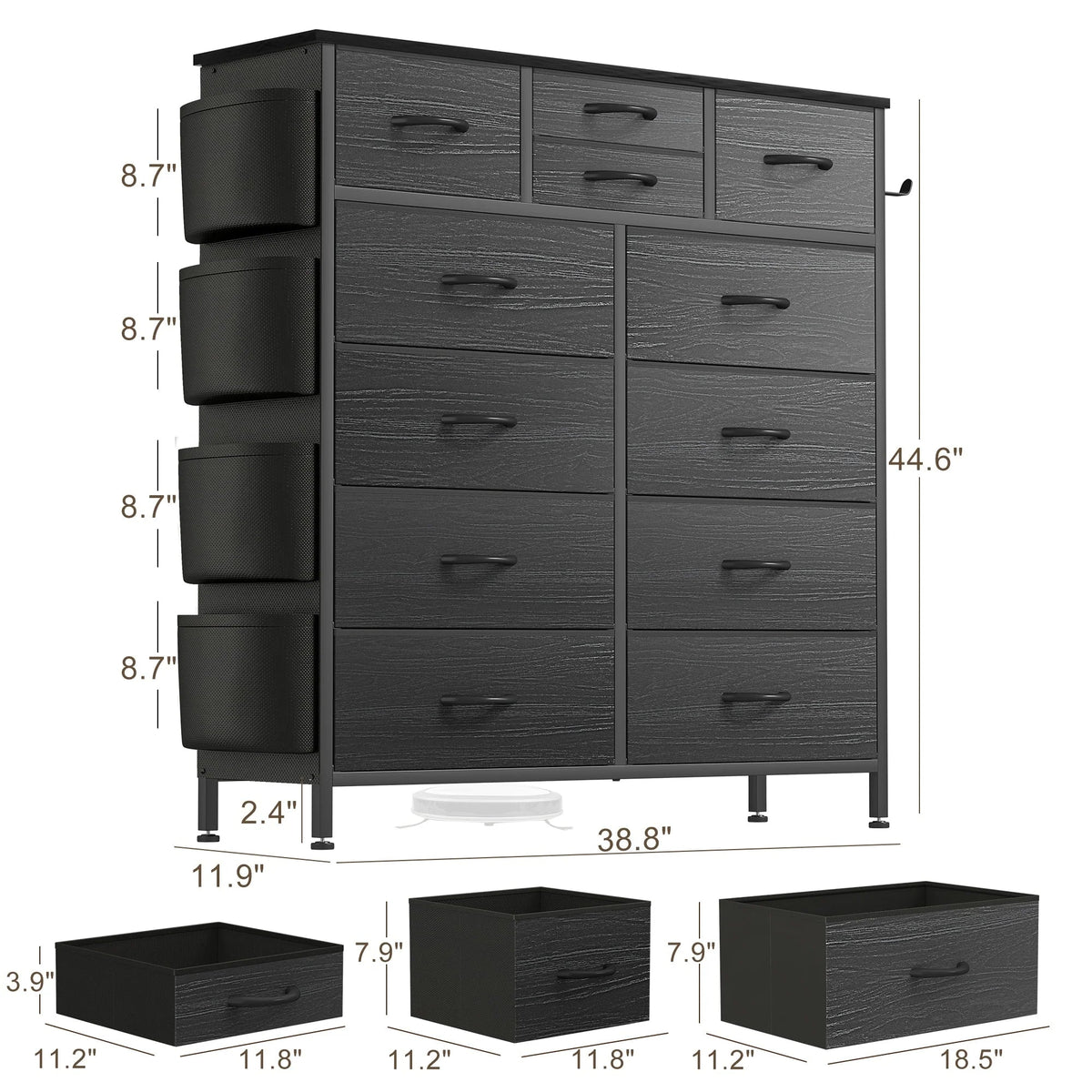 12-Drawer Fabric Dresser With Wood Top And Metal Frame
