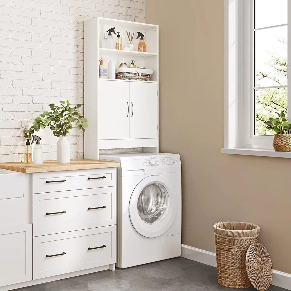 Over-the-Toilet Storage Cabinet With Adjustable Shelves And Double Doors, 77 in H, Espresso