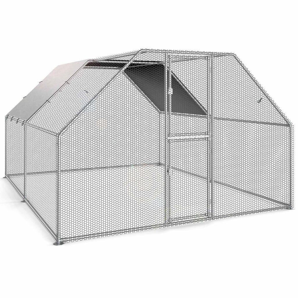 Dextrus Metal Chicken Coop With Waterproof Cover And Wire Mesh, 13.1 x 9.8 x 6.4 ft
