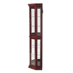 Corner Curio Display Cabinet With Lights, Mirrored Back And 6 Tempered Glass Shelves