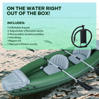 Naipo 2 Person Inflatable Kayak With Aluminum Oars, Carry Bag, Patch And Air Pump - 125.9 x 41.3 x 23.6 Inches